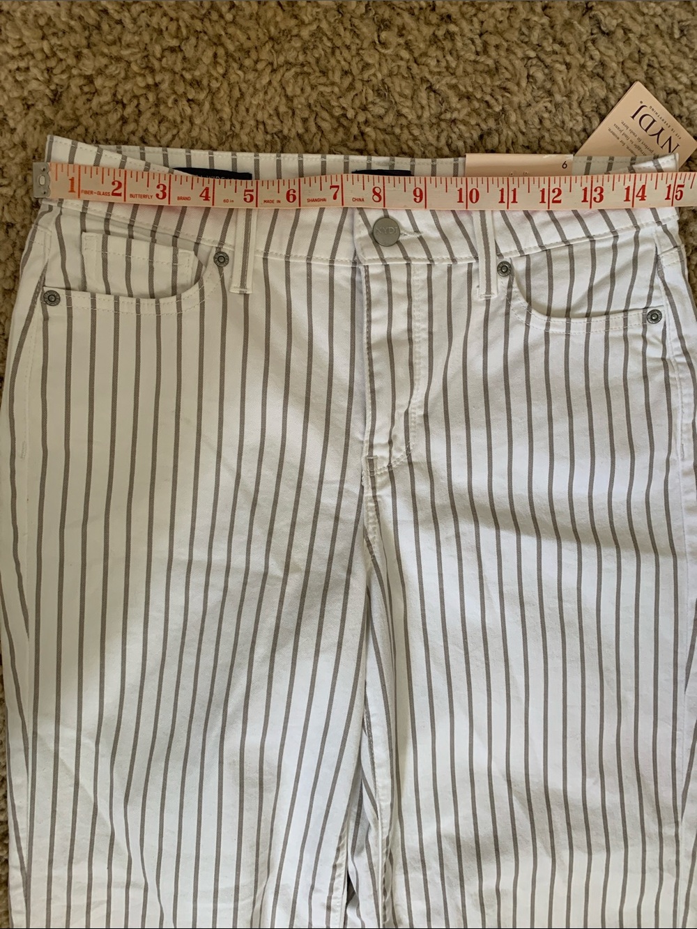 NYDJ Teresa Stripe Wide Leg Ankle hem - sz 6 - new with tags - Picture 4 of 12